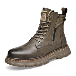 Autunno inverno nuovi stivali di pelle di mucca firmati per uomo moda Casual tuta in pile High Top scarpe con plateau da uomo calde 1