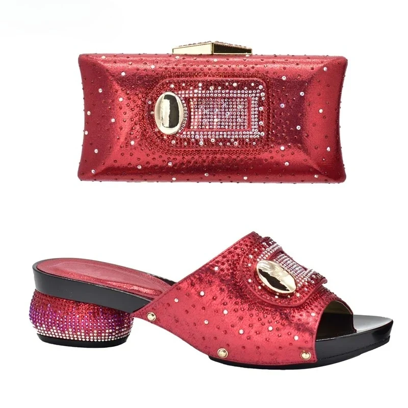 Nuovo Arrivo di Colore Viola di Cerimonia Nuziale Africana di Scarpe e Set di Borsa Delle Donne Scarpe e Borsa Set Decorato con Strass Nigeriano Donne scarpe 3