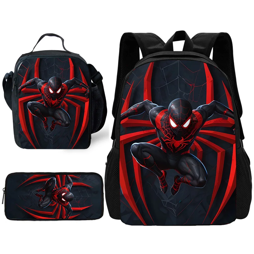 set da pezzi Simpatico anime Spiders-man Zaino scolastico per bambini con borse per il pranzo, borse per matite, borse scolastiche per ragazzi e ragazze, miglior regalo 1