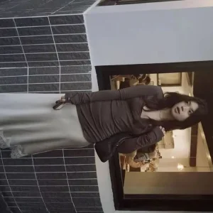 HH Donna Primavera Moda Pendolarismo Raso di seta Orlo asimmetrico Decorazione in pizzo Gonna femminile Casual Street Style Gonna di media lunghezza 1