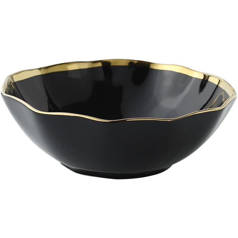 Piatto in ceramica Nordic Golden Stroke leggero di lusso nero bianco pasta bistecca piatti da pranzo piatti da dessert ciotole da zuppa stoviglie per la casa 6