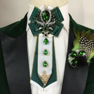 Papillon da sposa di lusso da uomo Abito da banchetto coreano britannico Colletto della camicia Fiori Design originale Gioielli fatti a mano Papillon con strass 1