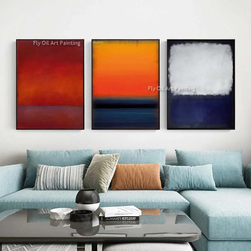 100% fatto a mano copia Mark Rothko dipinti famosi Modern Abstract Art portico Decor Canvas Oil Painting Simple Large-size murale 1