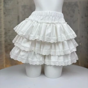 Minigonna in pizzo bianco stile coreano per donna Estate nuova gonna corta con parole piccanti dolce e fresca Colore puro Nessuna decorazione 1