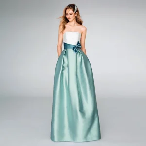 Sage gonne lunghe cintura con fiocco lunghezza del pavimento Maxi gonna increspata eleganti Maxi gonne abiti da damigella d'onore su misura 1