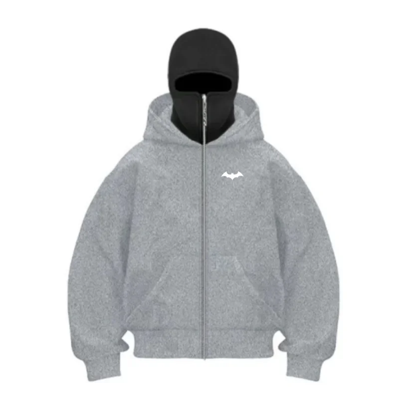 Nuova felpa con cappuccio balaclava retrò Y2k hip hop per uomini e donne, felpa ninja 4f, felpa con cerniera per coppie autunno/inverno Conforta 2