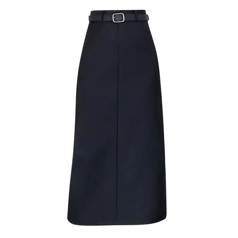 2024 Primavera Autunno High-End Gonna del vestito Pendulous Feel a vita alta Dimagrante Copertura dell'anca Versatile spacco laterale Copertura dell'anca A- Lin 5