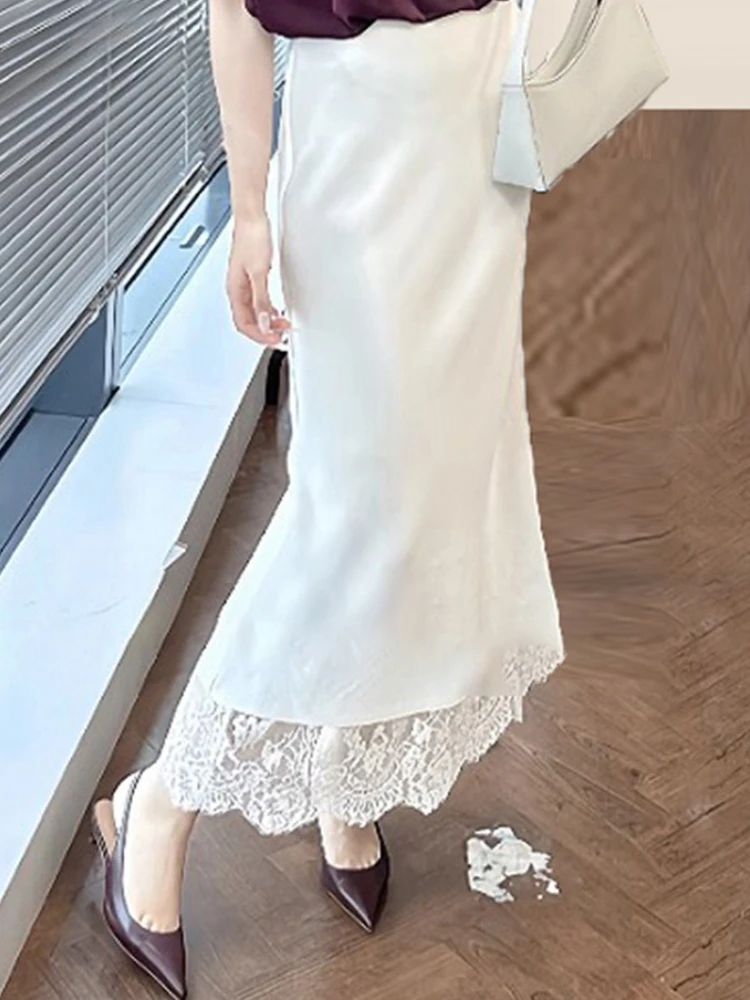 Pizzo impiombato Ropa Mujer Vita alta Gonna a coda di pesce Gonne a sirena Giappone Elegante Faldas Feminino Donna sexy 2025 Vestiti 2