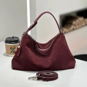 Borsa a tracolla in vera pelle di vacchetta scamosciata da donna russa Borsa a tracolla retrò in mucca smerigliata di grande capacità Versatile per pendolarismo Designer di lusso 1
