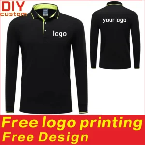 Polo in cotone a maniche lunghe, T-shirt, logo stampato personalizzato, camicia a maniche lunghe ricamata da uomo e da donna primaverile e autunnale 1