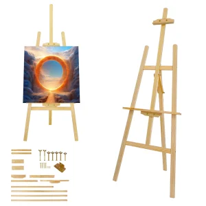 Cavalletto da studio durevole, robusto supporto per foto in legno di pino con barra mobile per la visualizzazione di schizzi e disegni 1