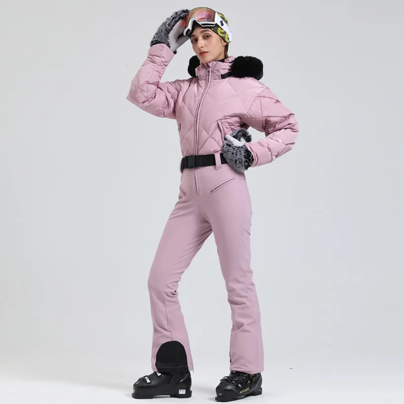 Gsou Snow Winter Donna Warm Down Snowsuit Sci all'aperto Caldo impermeabile antivento Snowboard Tuta intera Tuta da sci alla moda 1