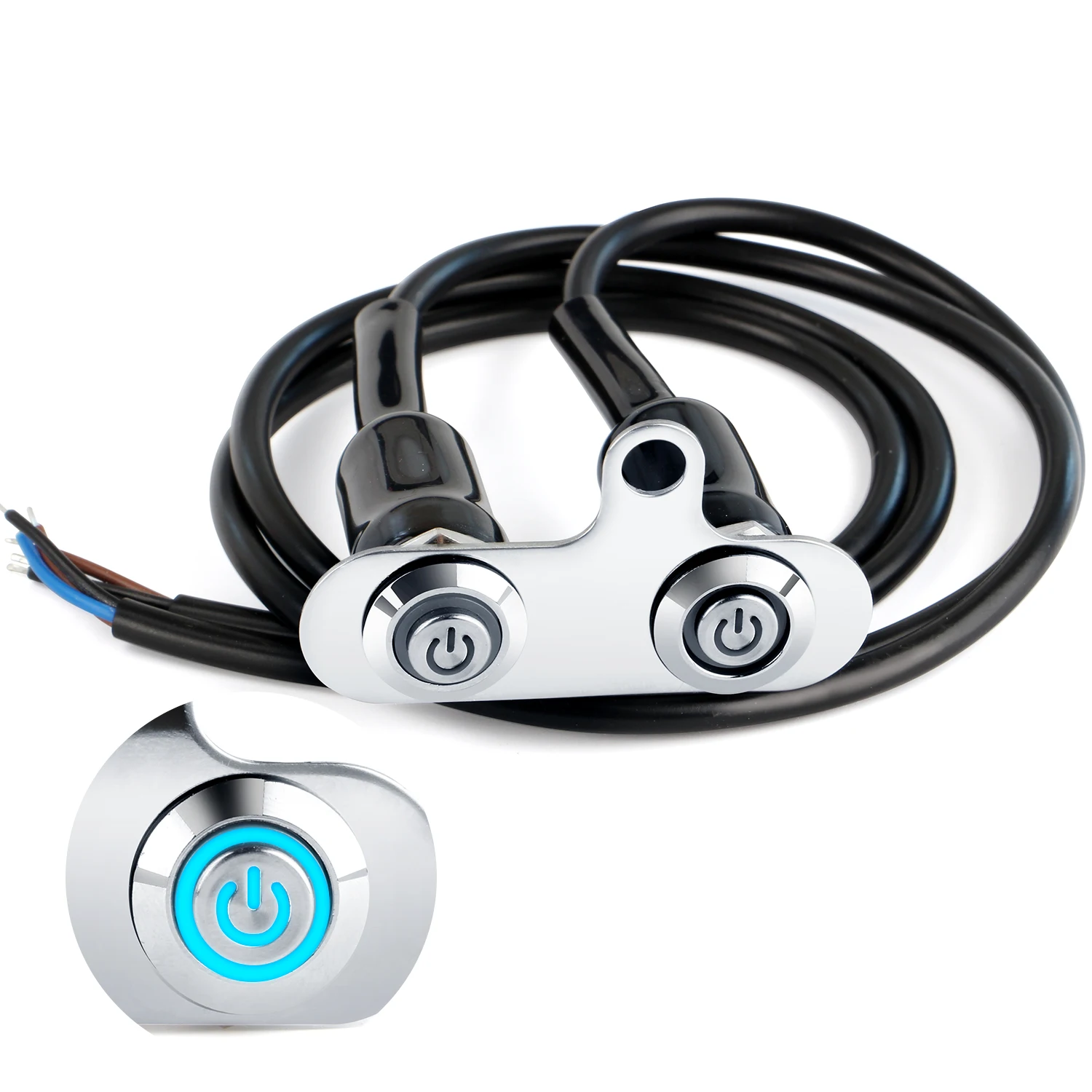 Interruttori manubrio moto LED blu - Acciaio inossidabile 12V con pulsante di controllo fendinebbia, adatti per bici da turismo da strada 6