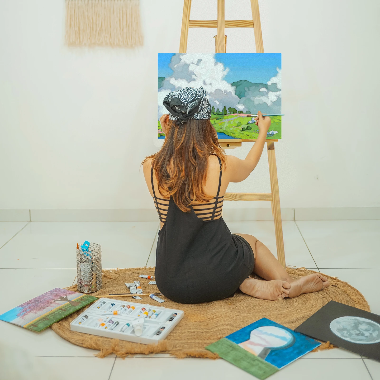 Cavalletto da tavolo regolabile in legno di pino da 1,5 m/1,75 m per cavalletto per artista, pittura artigianale, supporto in legno per forniture per decorazioni per feste A-Frame 6