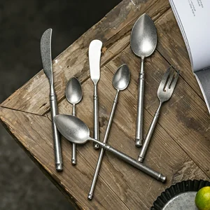 Set di posate in acciaio inossidabile 304 posate retrò Scrub bistecca occidentale caffè Dessert coltello e forchetta stoviglie speciali Vintage forchetta 1