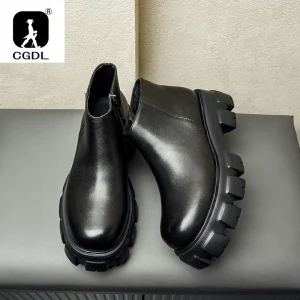 Stivaletti Chelsea classici retrò in vera pelle da uomo Stivaletti alla moda da uomo Scarpe casual con plateau in stivaletti corti stile britannico 1