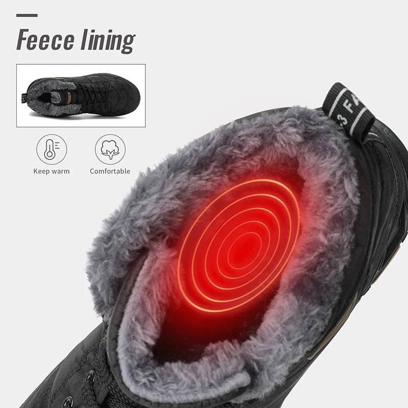 Stivaletti impermeabili da uomo stivali da neve invernali caldi in peluche da uomo Sneakers da esterno stivali da lavoro stivali da uomo invernali in gomma da uomo di grandi dimensioni 2