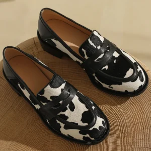 Mocassini slip-on con punta tonda in crine di cavallo da donna per il tempo libero morbidi e comodi mocassini casual femminili di alta qualità scarpe quotidiane in vendita 1