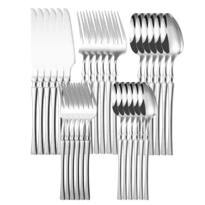 20/30/40 pezzi posate in argento set di stoviglie in acciaio inossidabile forchetta cucchiaio coltello set da pranzo posate da cucina set di stoviglie argentate 1