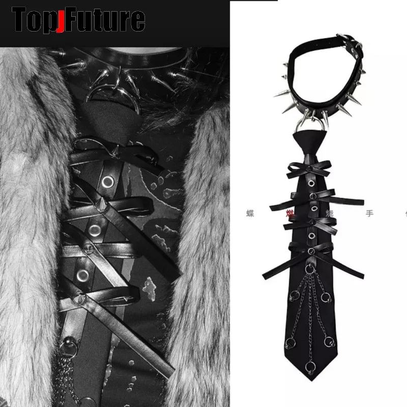 Donna Uomo Unsex Steampunk Y2K Ragazza Gotica Lolita Pigro Versatile Bello SpikeTrendy Spike JK papillon Rivetto Cravatte Pre-legato Girocollo 1