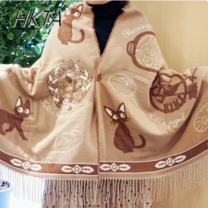 Sciarpa di nicchia Design Sciarpa di cartone animato carino Scialle da donna Versatile addensato caldo Sciarpe con bottoni invernali a doppia faccia Ragazza a doppio scopo 1