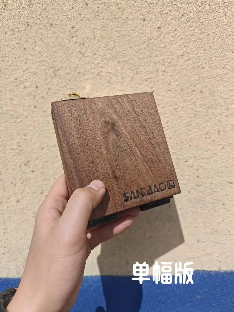Fatto a mano Mini carino portatile in legno di noce nero scatola di pittura a olio strumenti di pittura di palma 3