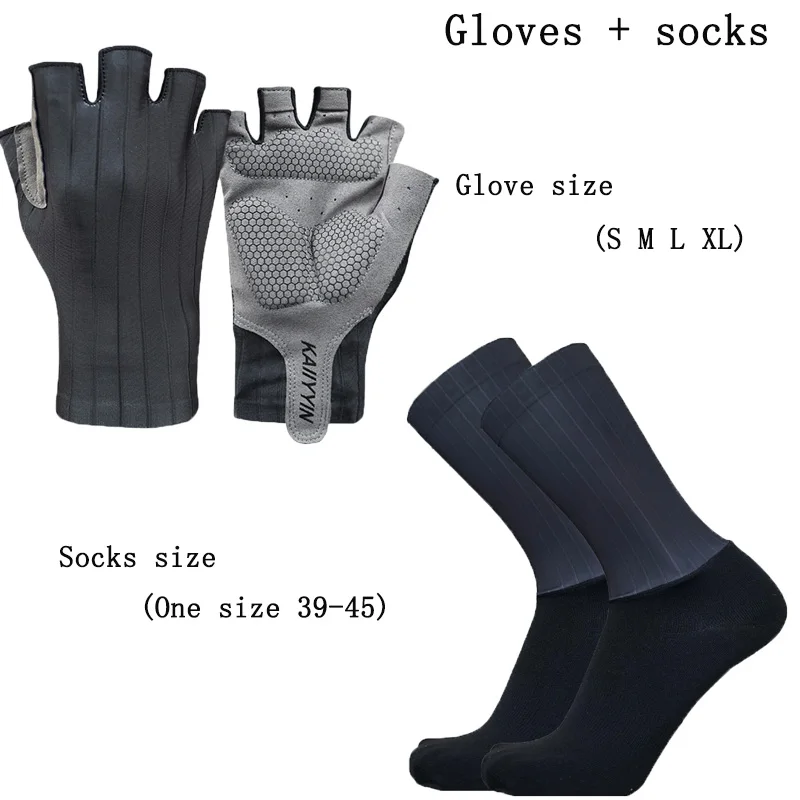 Nuovi guanti da ciclismo su strada Calzini Combinazione Mezze dita Bicicletta da uomo Sport Guanti da bici Aero Guanti Ciclismo 3