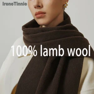 IRENE TINNIE 2024 Inverno di Lusso 100% Sciarpa di Lana Delle Signore Scialle Della Nappa degli uomini E delle Donne Stesso Stile di Moda Sciarpa Calda 190*31 CM 1