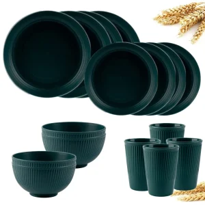 4/16 pezzi set di stoviglie in paglia di grano eco friendly infrangibile posate da cucina piatti per bambini mangiare posate da campeggio 1