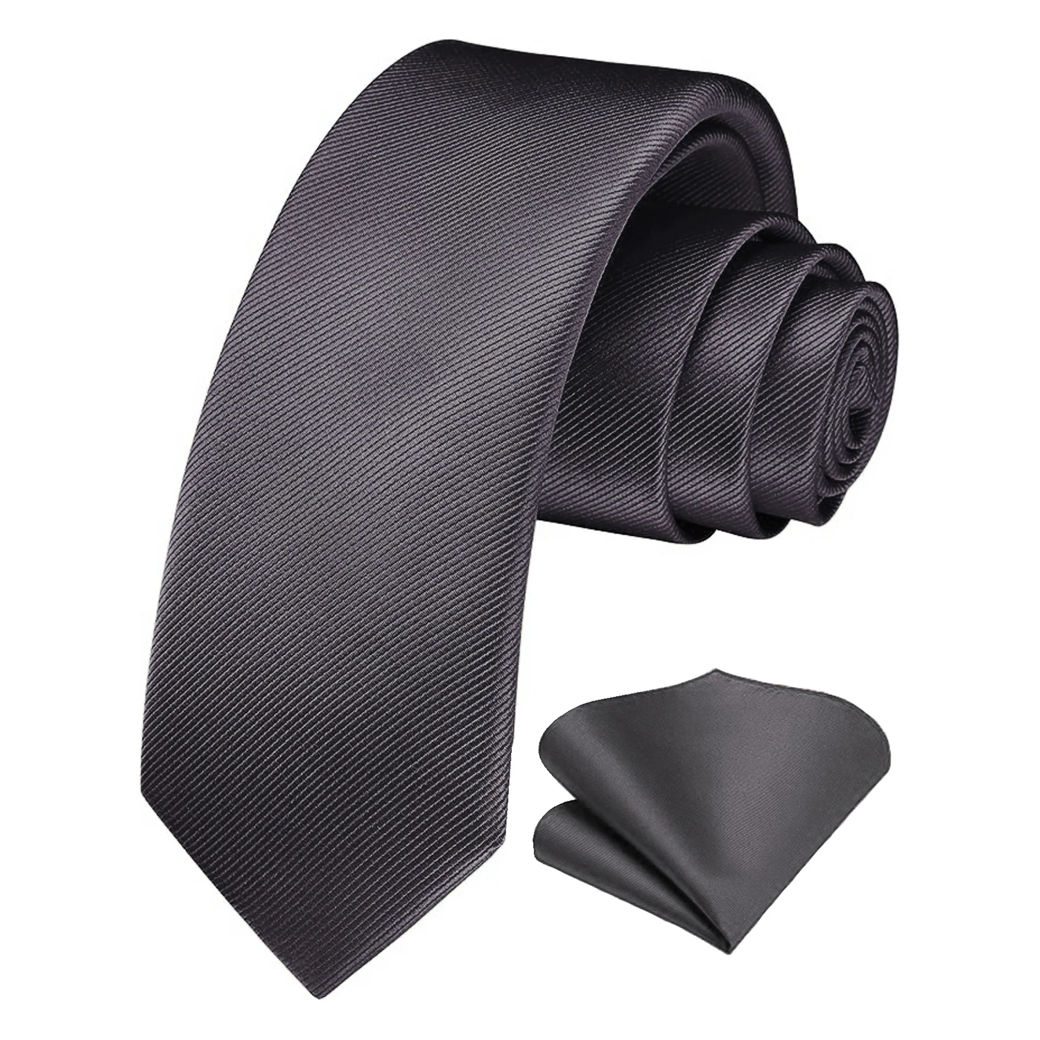 JEMYGINS Cravatta da uomo Slim Tinta unita 6 cm Cravatta in seta Pocket Square Combo Set Adatto per regali di compleanno da uomo Matrimoni Affari 6