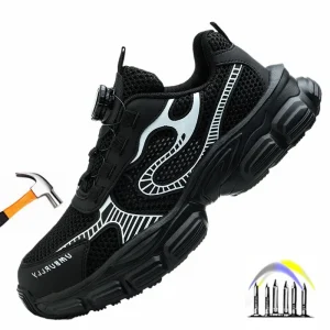 scarpe antinfortunistiche estive antiscivolo per donna scarpe da lavoro nere con punta in acciaio stivali da lavoro da donna sneaker di sicurezza leggera e confortevole 1