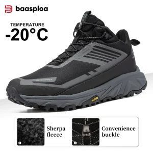 Baasploa Scarpe da trekking da uomo Scarpe da ginnastica resistenti all'acqua da esterno Scarpe da passeggio casual calde e comode invernali da uomo antiscivolo 1