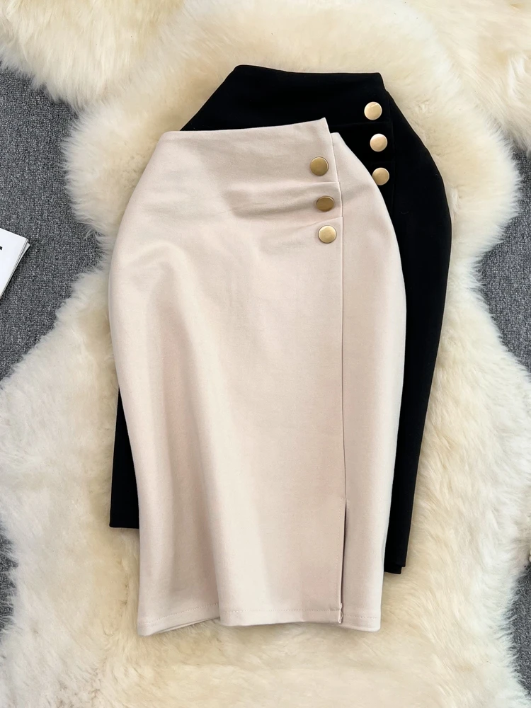 Gonna longuette pelata elegante da donna 2024 Gonne da ufficio da lavoro OL di media lunghezza casual moda estiva 1