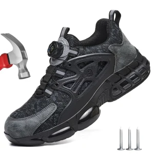 Taglia 47 48 Scarpe antinfortunistiche da lavoro Uomo Design riflettente Scarpe con punta in acciaio Pulsante di rotazione Scarpe da ginnastica da lavoro Stivali protettivi di sicurezza 1