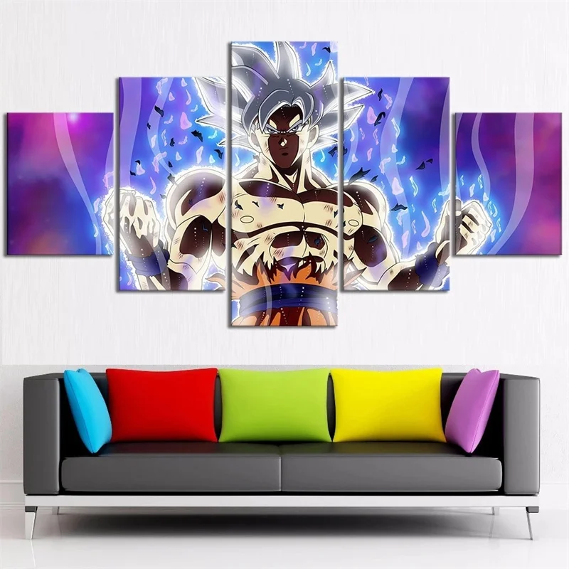 Manga 5 Pannelli Dragon Ball Goku Super Saiyan Parete Anime Poster Comico Tela Pittura Immagine Casa Soggiorno Regalo Murale Cudros 2