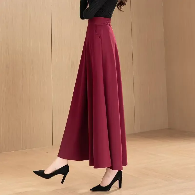 Gonna premaman casual alla moda Primavera Autunno Gonna longuette con design tascabile in puro colore Elegante fibra di poliestere stile mamma 4