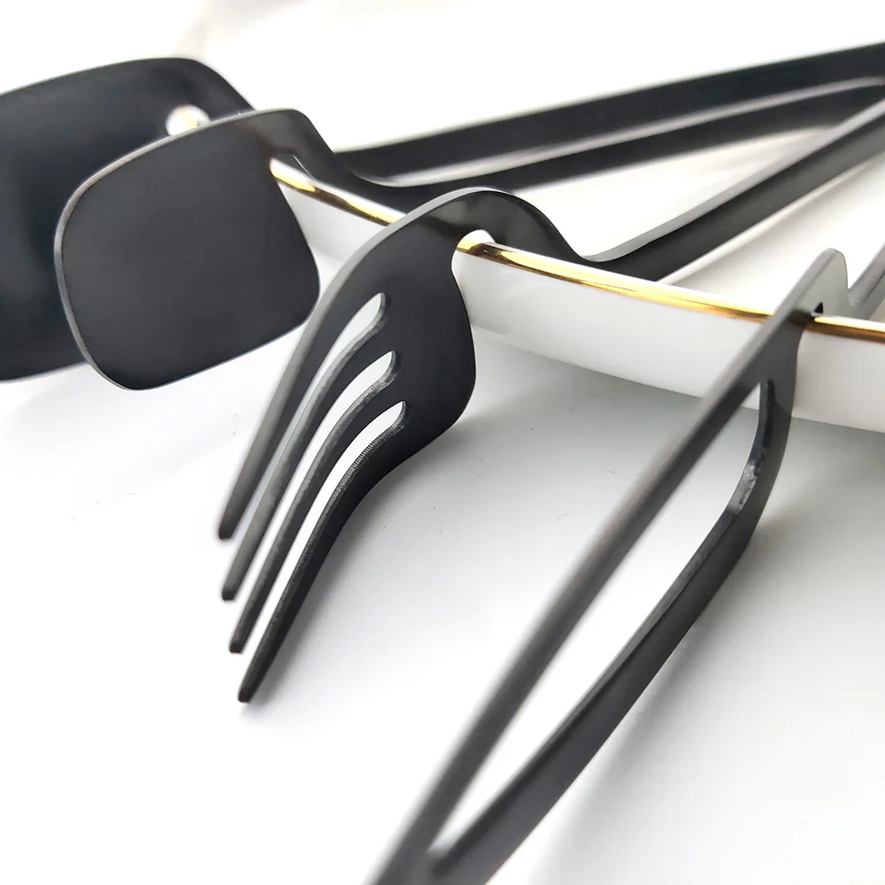 16 Pz/set Set di Posate Nero Opaco Set di Stoviglie in Acciaio Inossidabile 304 Set Coltello Forchetta Cucchiaio Set da Cucina Set di Posate da Tavola 2