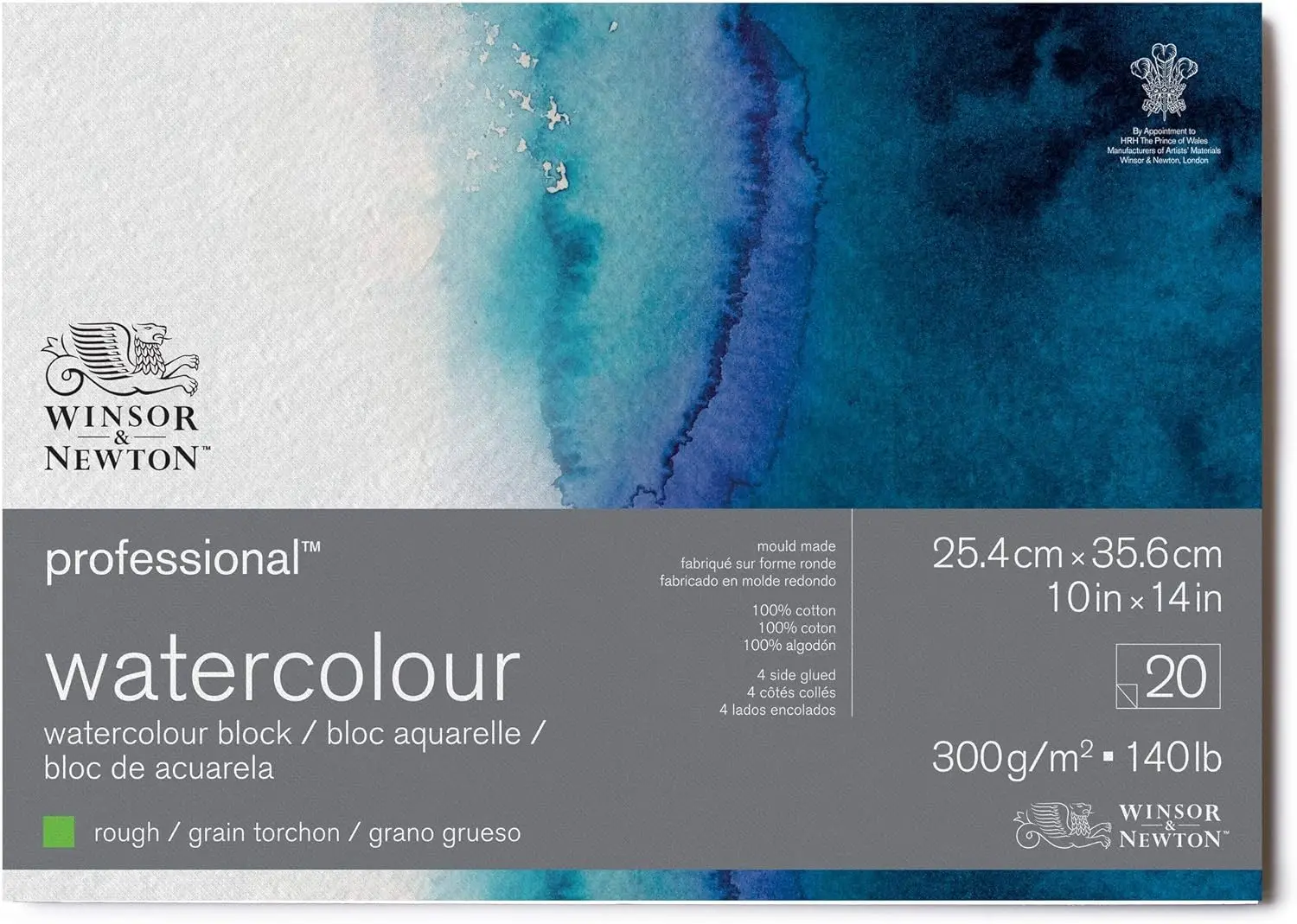 Blocco di carta professionale per acquerello Winsor & Newton, 10" x 14", pressato a freddo, pressato a caldo, grezzo 4