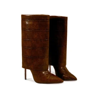 Stivali da donna con gonna a tubo largo e tacco alto in stile europeo e americano, scarpe da banchetto alla moda con motivo pietra di nicchia 1