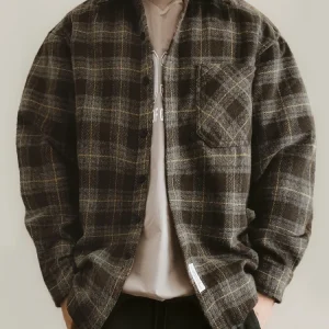 Camicie scozzesi di alta qualità moda coreana autunno inverno per uomo Vintage taglie forti abbigliamento uomo streetwear cappotto a maniche lunghe allentato 1