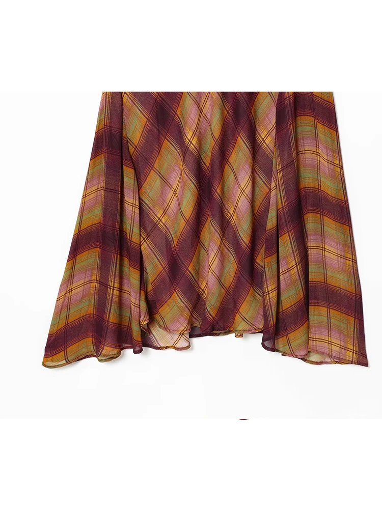 Gonne a vita alta da donna 2025 Donna Autunno Nuova moda Asimmetrica con orlo antirughe Gonne con stampa a quadretti Gonne eleganti con stampa da donna 5