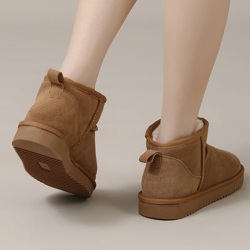 Stivali da neve di nuova moda Stivaletti in vera pelle di mucca Scarpe da donna invernali calde Suole antiscivolo Stivali da donna Senza logo 5