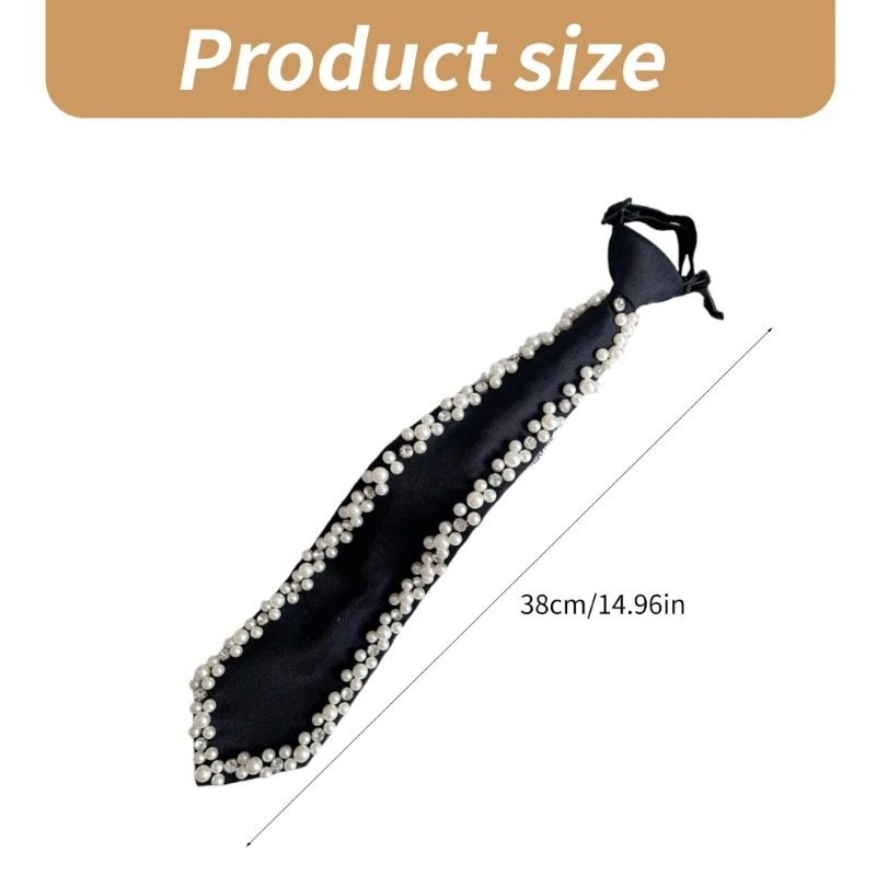 Cravatta regolabile in seta decorata con perle eleganti fatte a mano per eventi formali, riunioni d'affari all'ingrosso 6