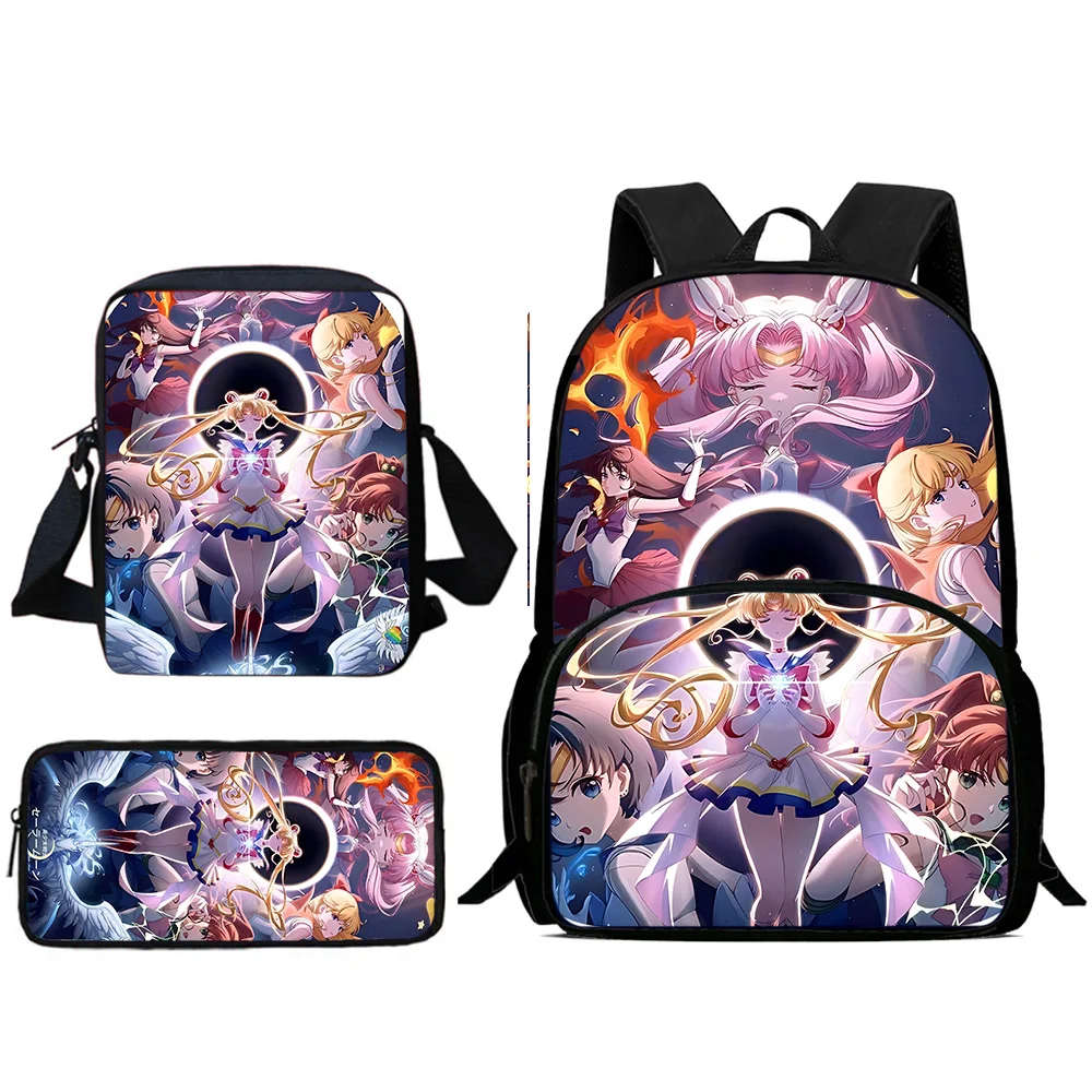 Zaini per bambini Cartoon Magic Sailors Moons Borsa a tracolla Astuccio per matite Borse da scuola per alunni di grande capacità per ragazzi e ragazze Miglior regalo 3