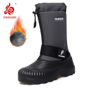 STRONGSHEN stivali da neve da uomo invernali piattaforma stivali da lavoro in cotone caldo antiscivolo impermeabile stivali da sci da pesca a metà polpaccio da uomo all'aperto 1