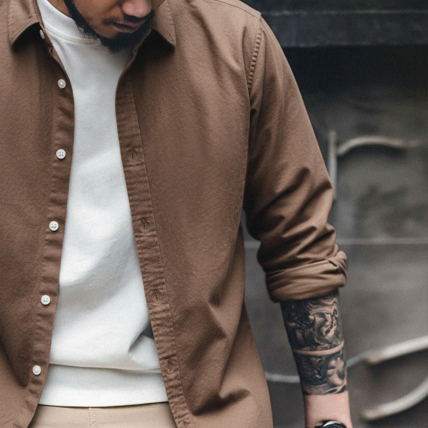 Maden Camicia Oxford vintage Camicia a maniche lunghe in cotone spazzolato da uomo Camicetta monopetto Top a strati tinta unita per l'autunno 4