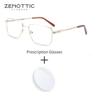 ZENOTTIC Occhiali da vista da uomo alla moda Occhiali da vista ottici progressivi rettangolari in metallo Occhiali fotocromatici anti luce blu 1