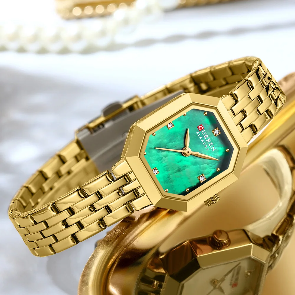 CURREN Orologi da donna eleganti alla moda Orologio al quarzo originale di marca di lusso per donna Data luminosa in acciaio inossidabile impermeabile 3