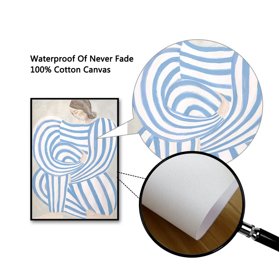 Linea astratta Abito a righe Ragazza Nordic Poster Vaso Stampa artistica da parete geometrica Pittura su tela Immagini Boho per la decorazione del soggiorno 5