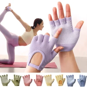 1 paio di guanti antiscivolo per yoga mezze dita da donna, pilates, guanti da ciclismo caldi, guanti da yoga multicolori, accessorio per yoga aereo fitness 1
